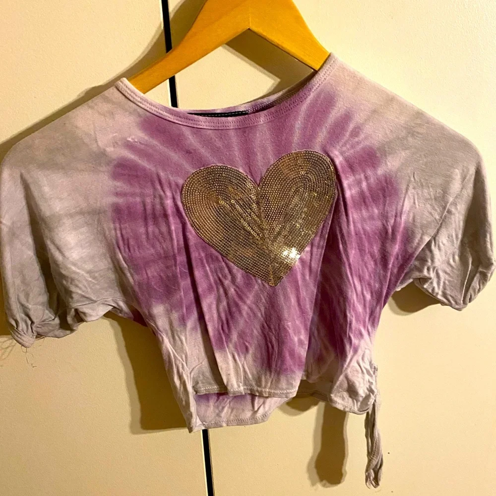 Jenna & Jessie kids purple‎ tie dye heart shirt 3T